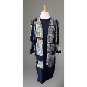 Peri Petites Dress and Jacket Womens 14 Long Retro Artsy Rayon Lagenlook Boho